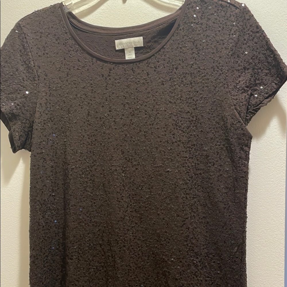 Elegant Brown Sequin Top